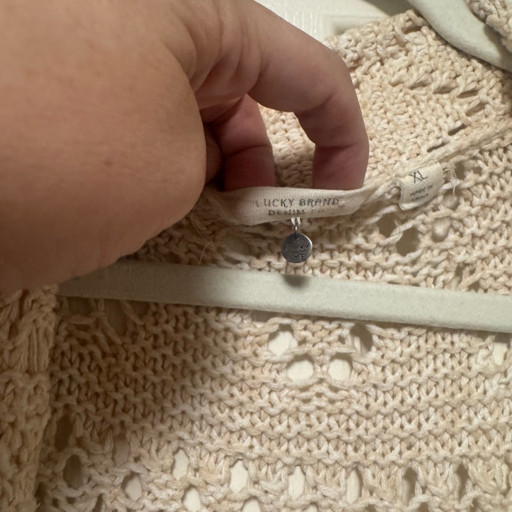 Lucky Brand Beige Open-Knit Cardigan - Picture 4 of 10